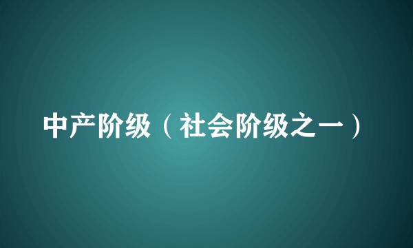 中产阶级（社会阶级之一）