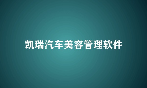凯瑞汽车美容管理软件