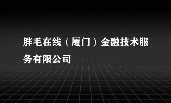 胖毛在线（厦门）金融技术服务有限公司