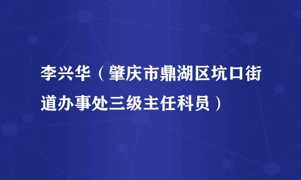 李兴华（肇庆市鼎湖区坑口街道办事处三级主任科员）