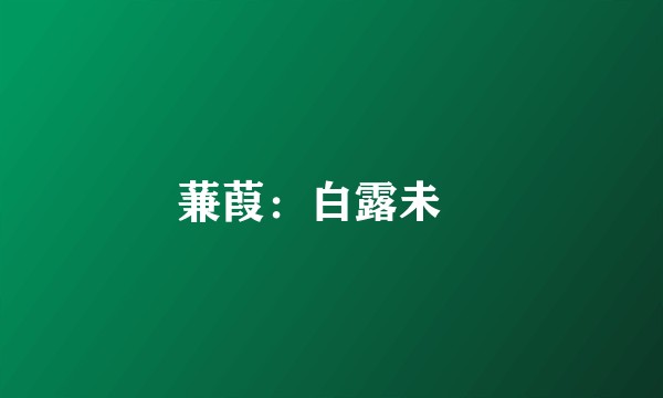 蒹葭：白露未晞