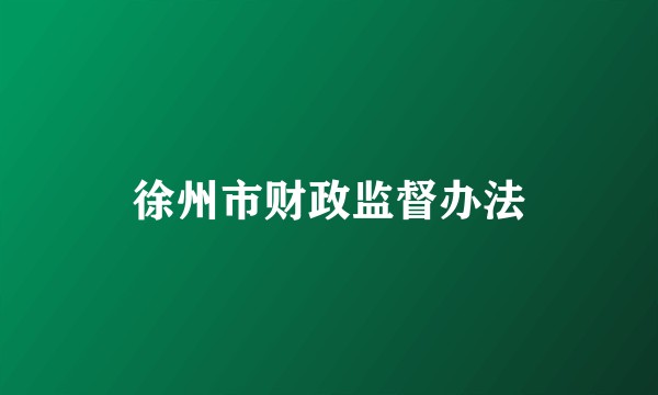 徐州市财政监督办法