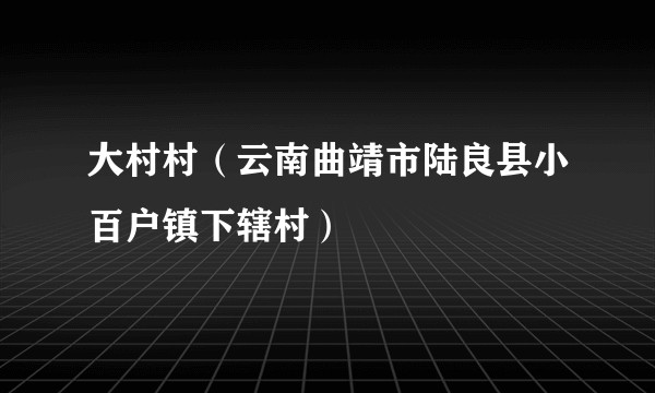 大村村(云南曲靖市陆良县小百户镇下辖村)