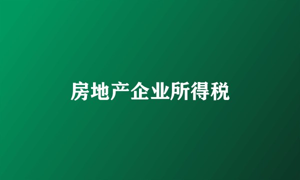 房地产企业所得税
