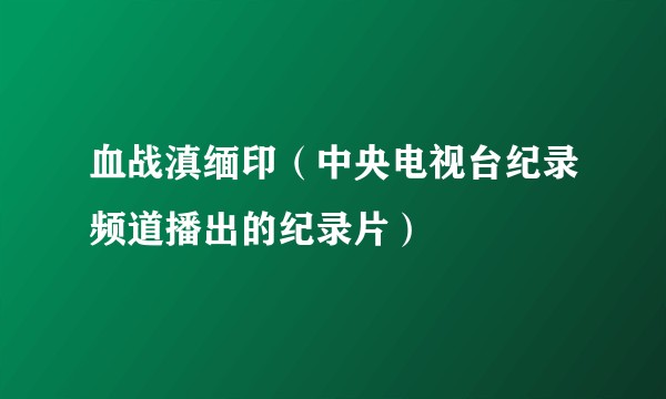 血战滇缅印（中央电视台纪录频道播出的纪录片）