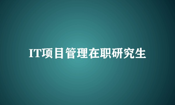 IT项目管理在职研究生