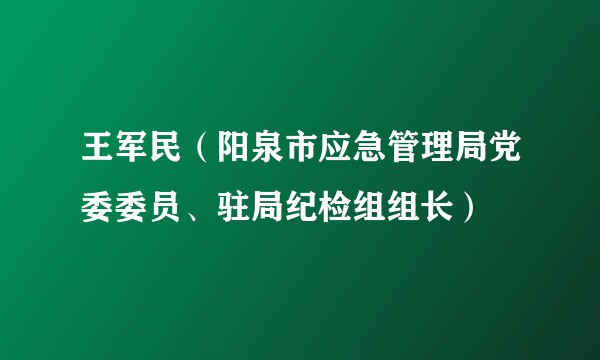 王军民（阳泉市应急管理局党委委员、驻局纪检组组长）