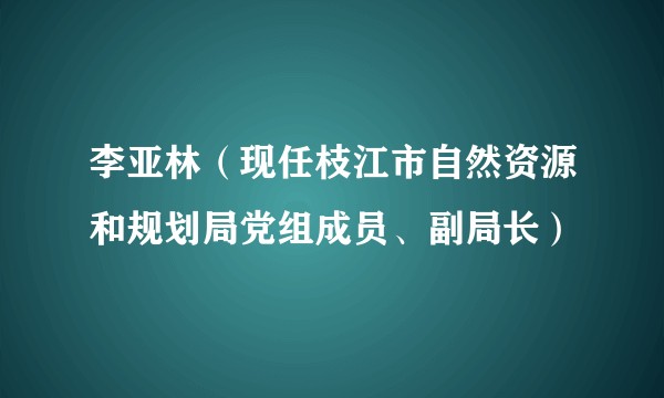 李亚林（现任枝江市自然资源和规划局党组成员、副局长）