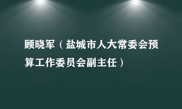 顾晓军（盐城市人大常委会预算工作委员会副主任）
