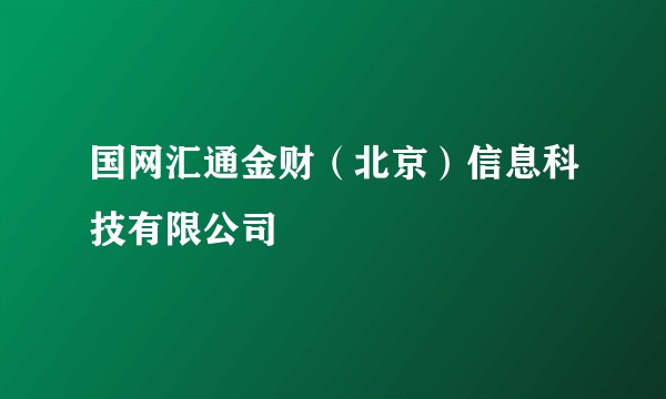 国网汇通金财（北京）信息科技有限公司