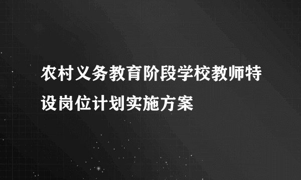 农村义务教育阶段学校教师特设岗位计划实施方案