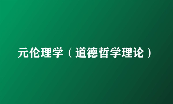 元伦理学（道德哲学理论）