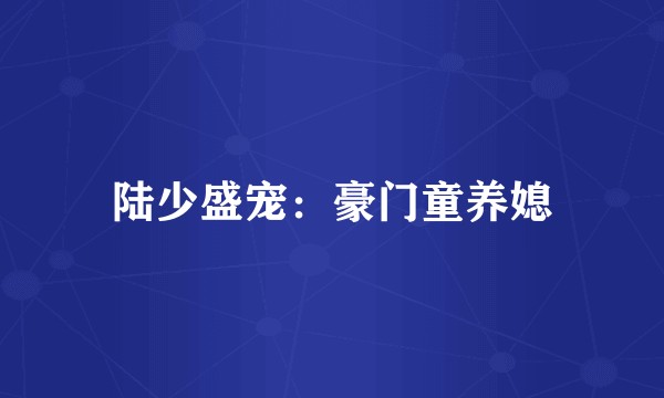 陆少盛宠：豪门童养媳