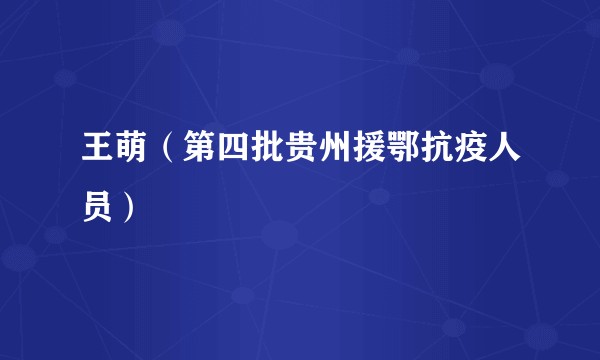 王萌（第四批贵州援鄂抗疫人员）