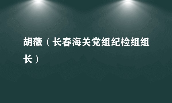 胡薇（长春海关党组纪检组组长）