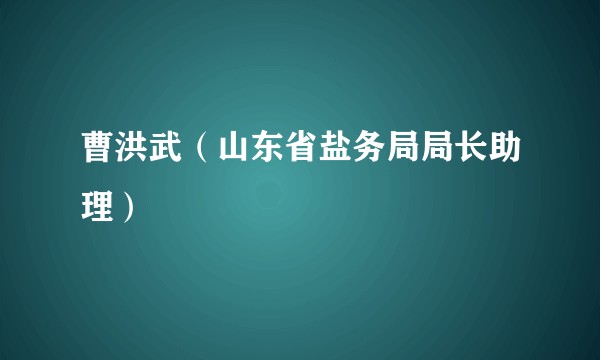 曹洪武（山东省盐务局局长助理）
