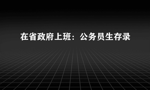 在省政府上班：公务员生存录