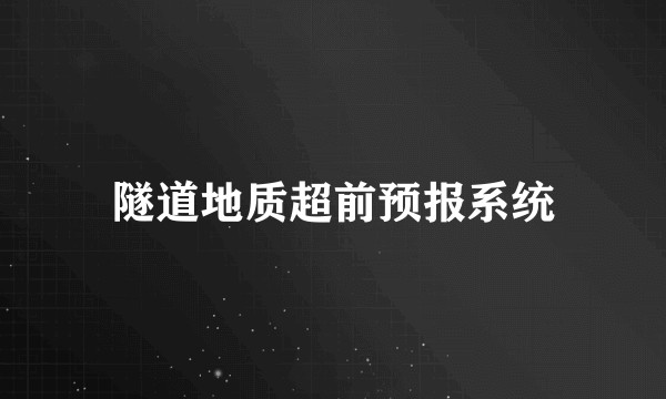隧道地质超前预报系统