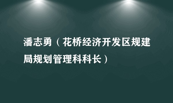 潘志勇（花桥经济开发区规建局规划管理科科长）