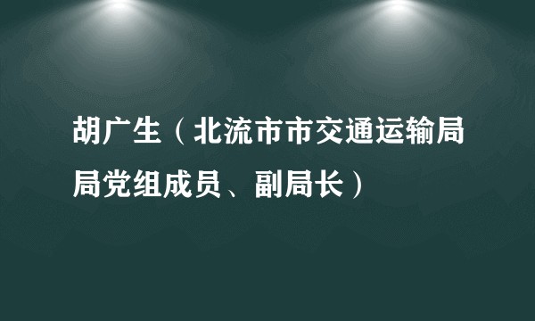 胡广生（北流市市交通运输局局党组成员、副局长）