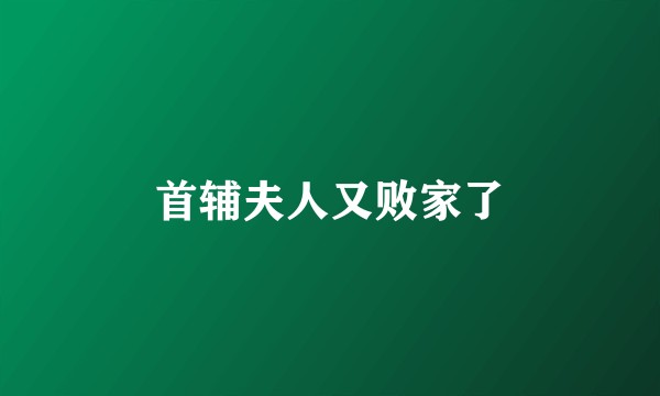 首辅夫人又败家了