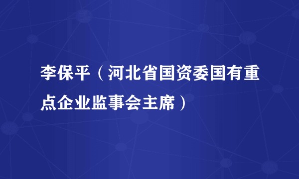 李保平（河北省国资委国有重点企业监事会主席）
