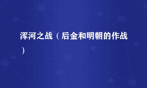 浑河之战（后金和明朝的作战）
