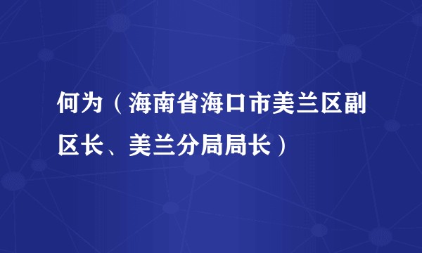 何为（海南省海口市美兰区副区长、美兰分局局长）
