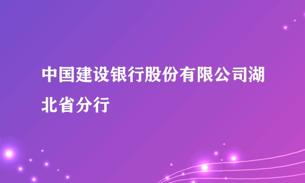 中国建设银行股份有限公司湖北省分行