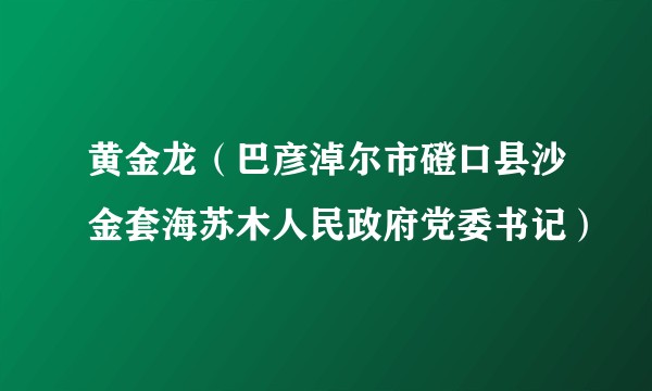 黄金龙（巴彦淖尔市磴口县沙金套海苏木人民政府党委书记）
