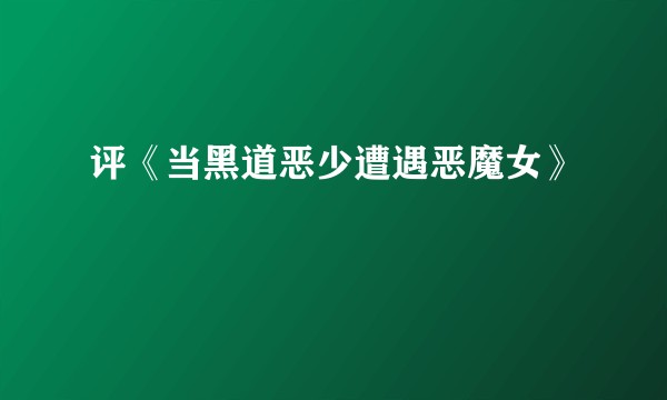 评《当黑道恶少遭遇恶魔女》