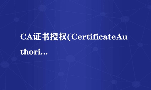 CA证书授权(CertificateAuthority)中心