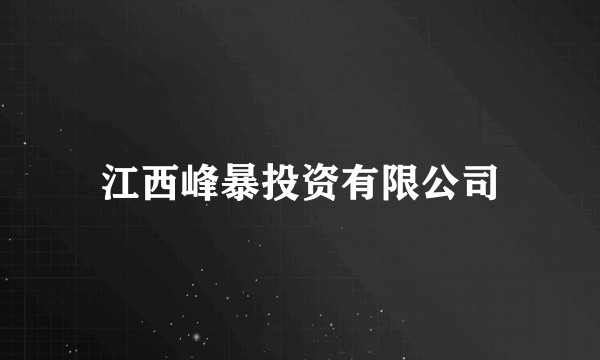 江西峰暴投资有限公司