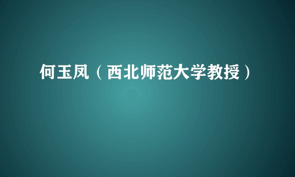何玉凤（西北师范大学教授）