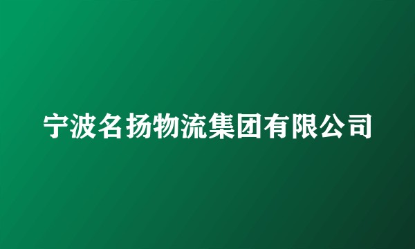 宁波名扬物流集团有限公司