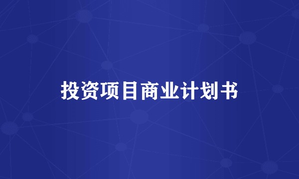 投资项目商业计划书