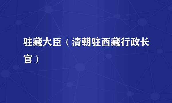 驻藏大臣（清朝驻西藏行政长官）