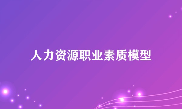 人力资源职业素质模型