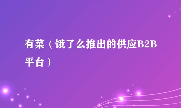 有菜(饿了么推出的供应B2B平台)