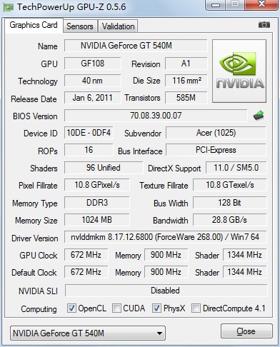 NVIDIA GeForce GT540M