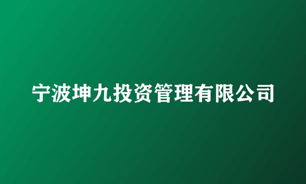 宁波坤九投资管理有限公司