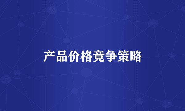 产品价格竞争策略
