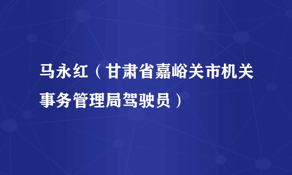 马永红（甘肃省嘉峪关市机关事务管理局驾驶员）