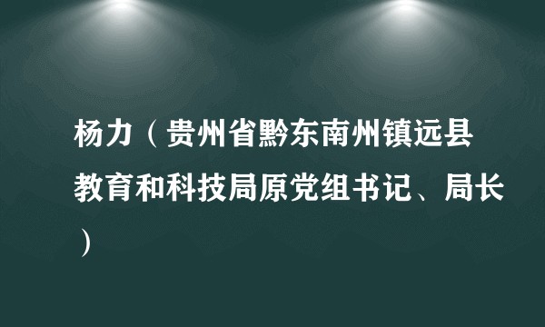 杨力（贵州省黔东南州镇远县教育和科技局原党组书记、局长）
