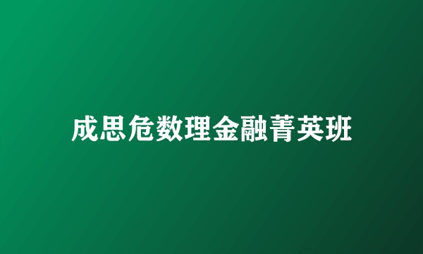 成思危数理金融菁英班