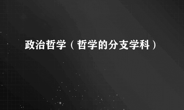 政治哲学（哲学的分支学科）