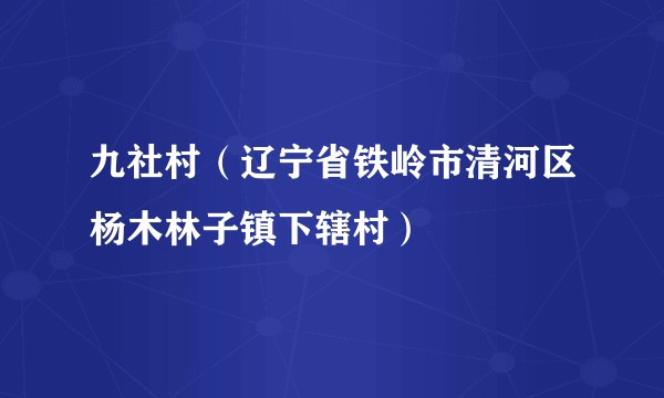 九社村（辽宁省铁岭市清河区杨木林子镇下辖村）
