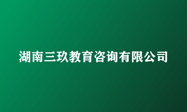 湖南三玖教育咨询有限公司
