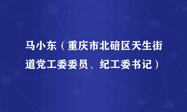 马小东（重庆市北碚区天生街道党工委委员、纪工委书记）