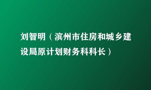刘智明（滨州市住房和城乡建设局原计划财务科科长）